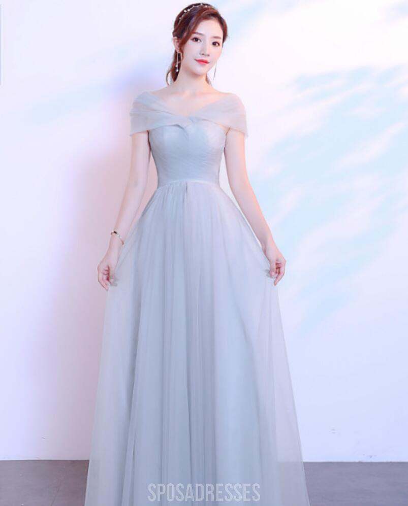 Tulle Floor Length Cap Sleeves Simple Cheap Bridesmaid Dresses Online ...