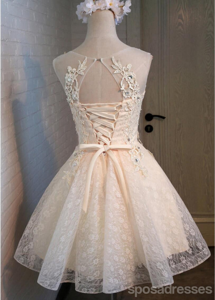 Lace Beaded Cute Homecoming Prom Dresses, Affordable Short Party Prom ...