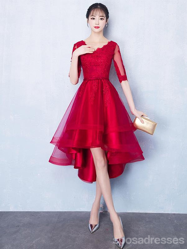 red long sleeve homecoming dresses