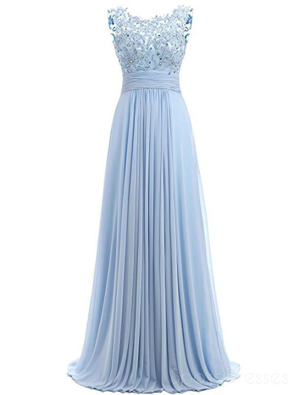 Light Blue Lace See Through Chiffon Long Evening Prom Dresses, 17529 ...