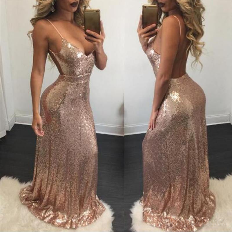 prom dresses rose gold mermaid