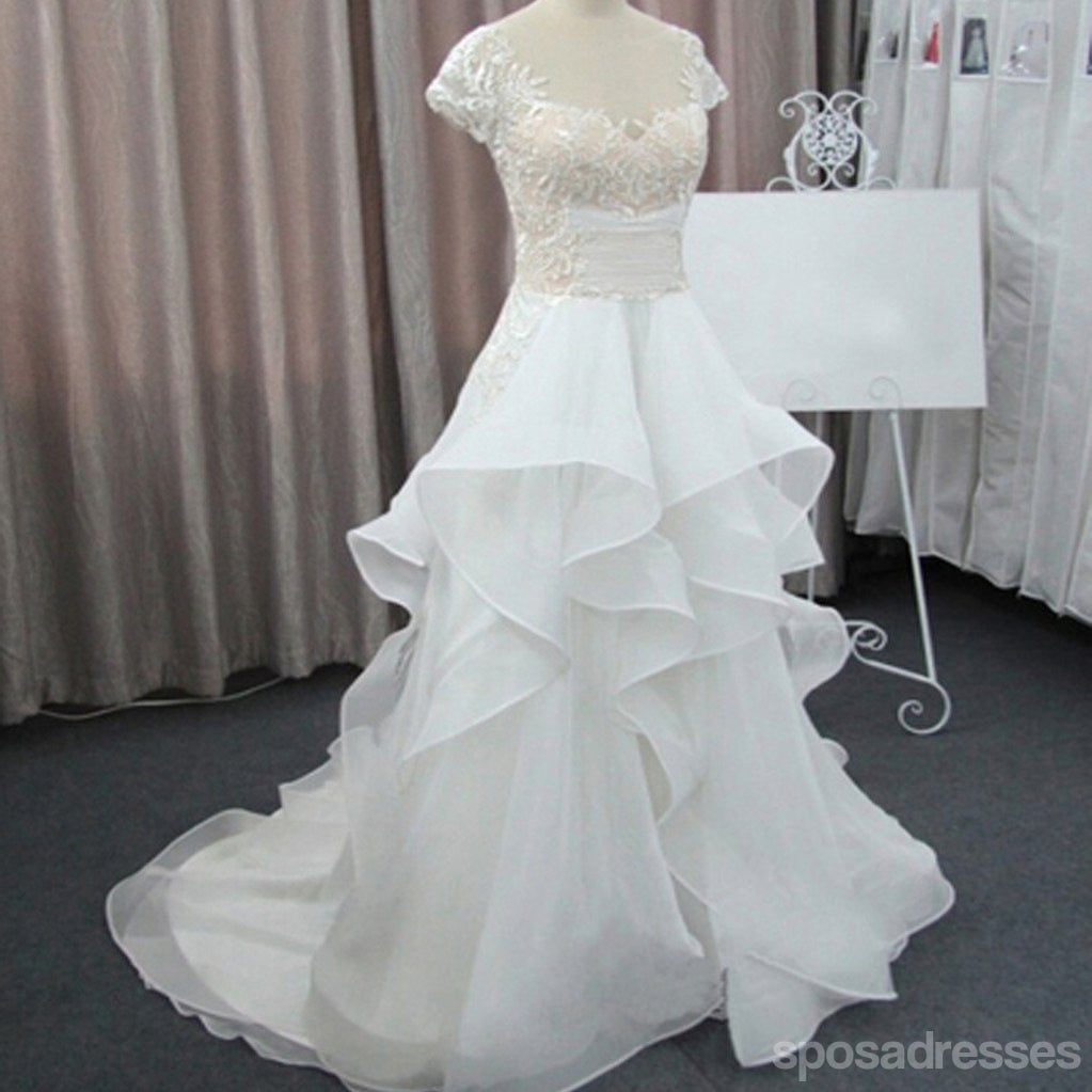 Cap Sleeve Beautiful Lace Wedding Party Dresses, Cheap Chiffon Bridal ...
