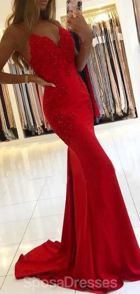 Sexy Backless Lace Beaded Mermaid Long Evening Prom Dresses Evening P Sposadresses 