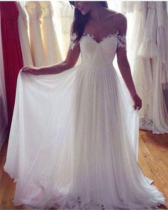 off the shoulder casual wedding dress