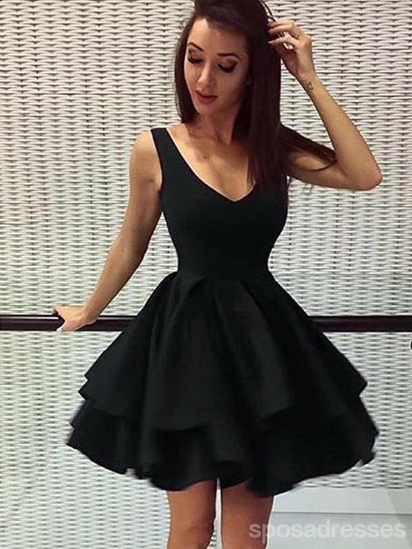 Cheap Short Simple V Neck Black Homecoming Dresses Online, CM531 ...