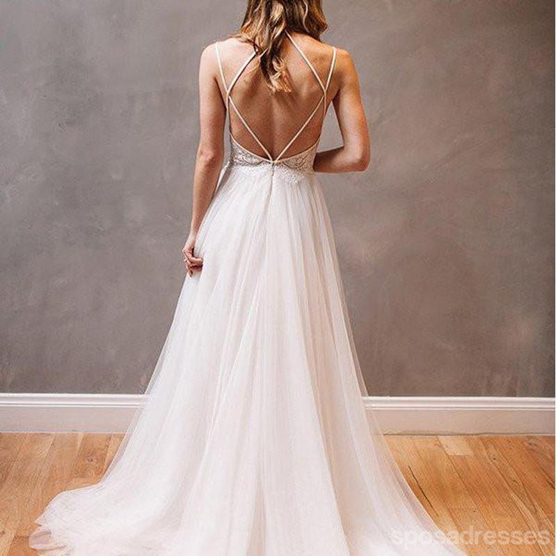 a line backless wedding dress