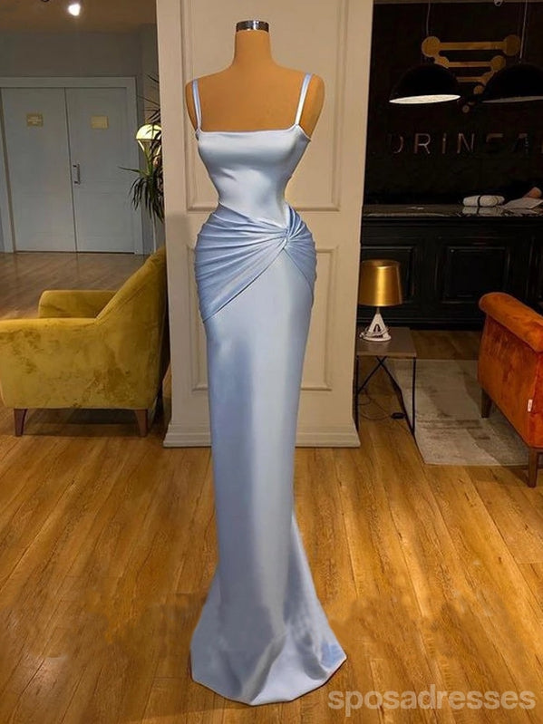 Unique Blue Sheath Spaghetti Straps Cheap Long Prom Dresses Online,130 ...