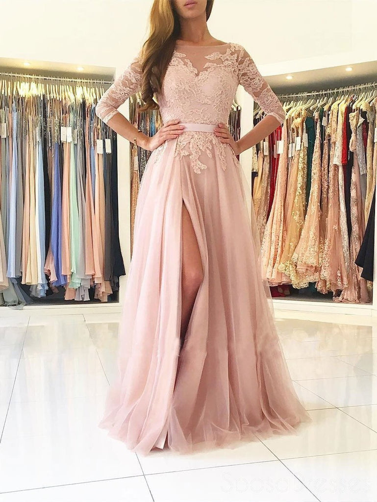 pink long sleeve lace dress