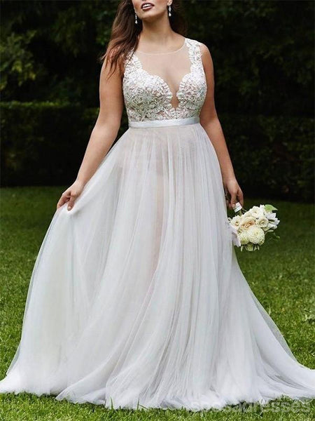 Sexy Beach See Through A line Wedding Dresses Online, WD407 – SposaDresses