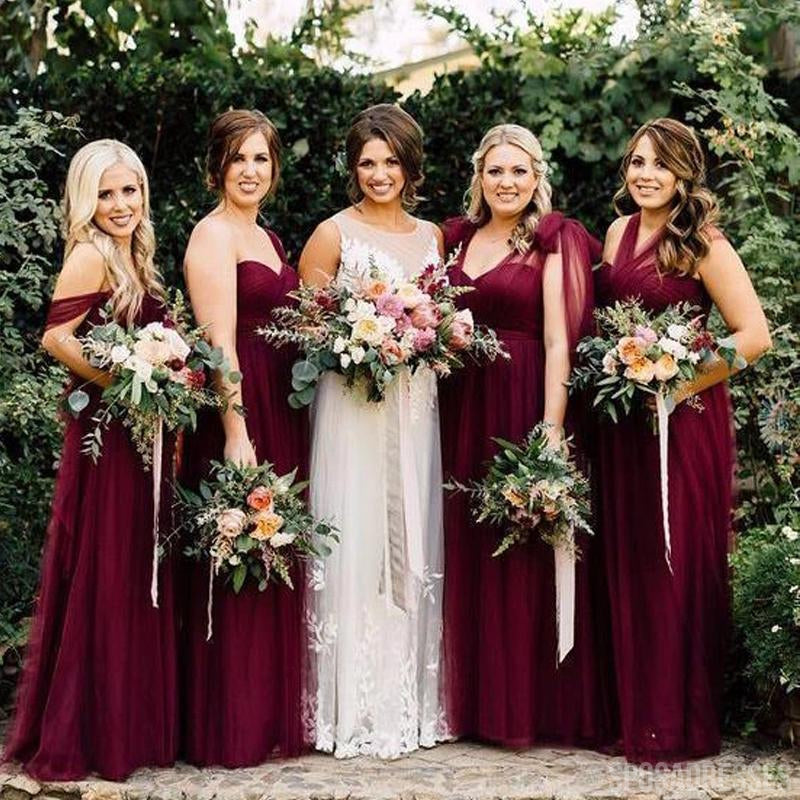 Dark Red Tulle Convertible Cheap Bridesmaid Dresses Online, WG780 ...