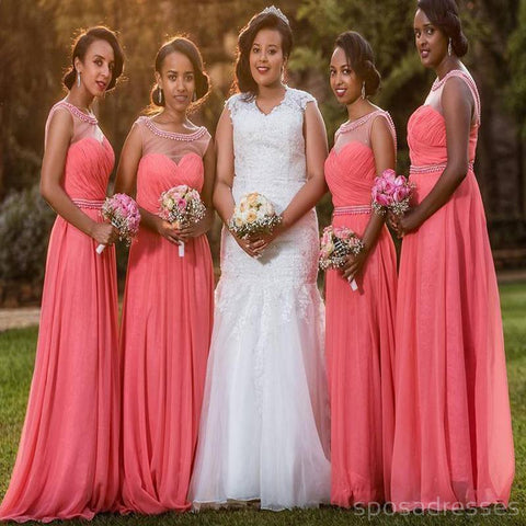 coral and teal bridesmaid dresses
