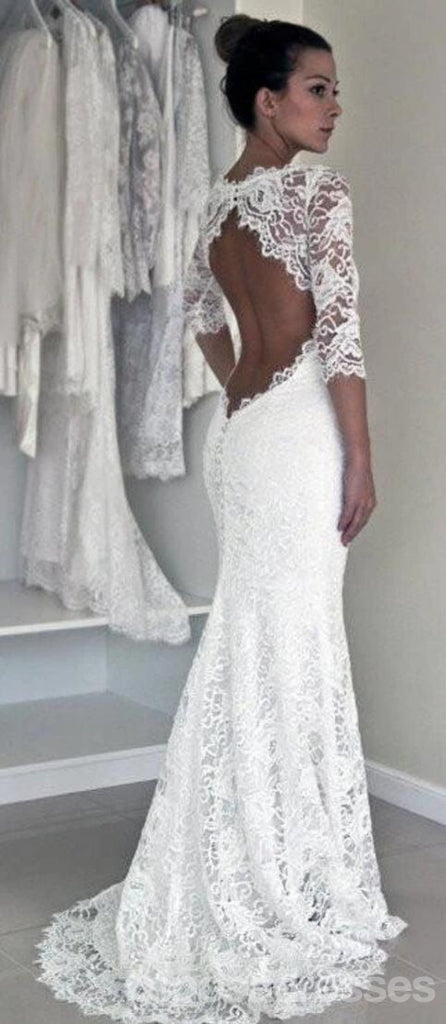 open back lace mermaid wedding dress