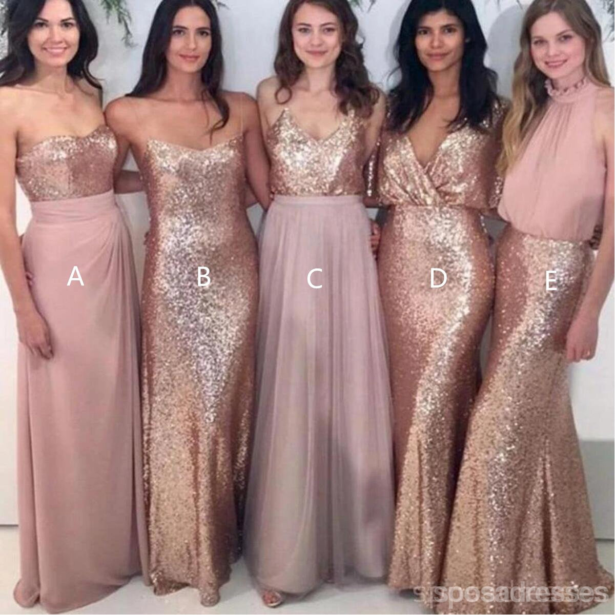 rose gold and red bridesmaid dresses