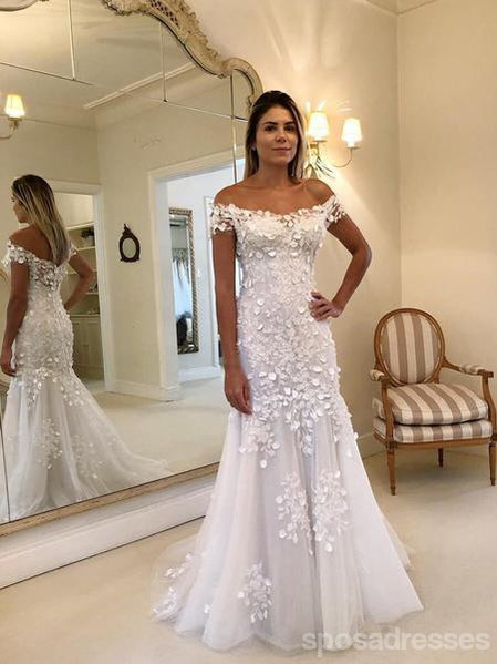 lace mermaid wedding dress off shoulder