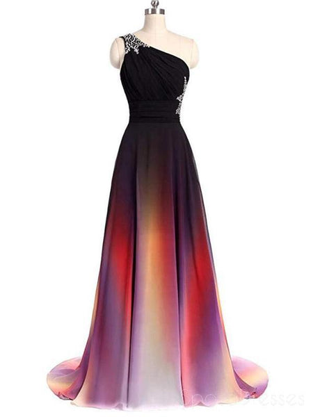 Chiffon One Shoulder Ombre Cheap Long Evening Prom Dresses Custom Swe Sposadresses 6270