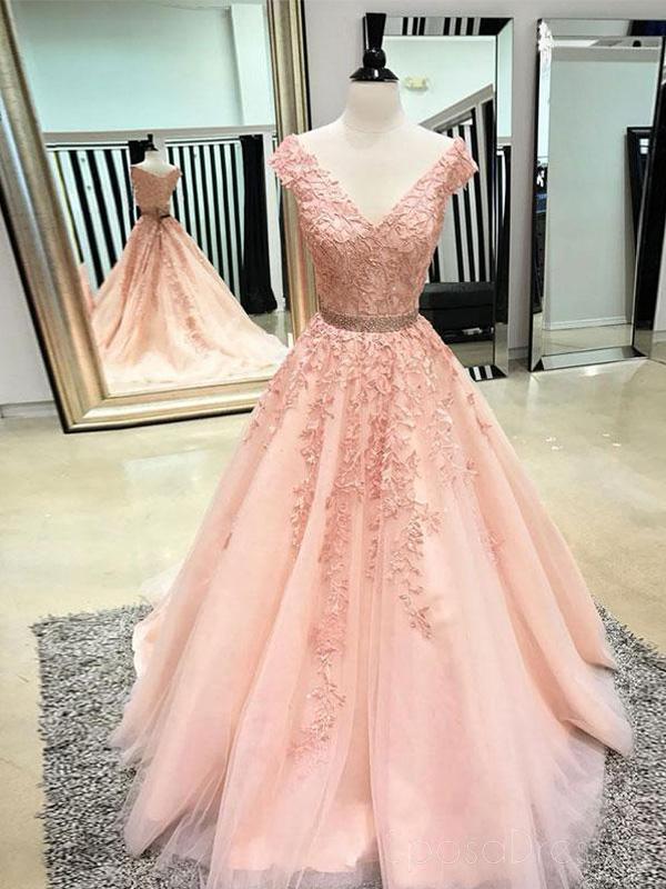 peach prom dress long