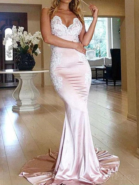 Popular Blush Pink Sweetheart Mermaid Backless Long Evening Prom Dress Sposadresses 