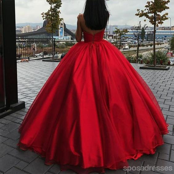 simple red ball gown