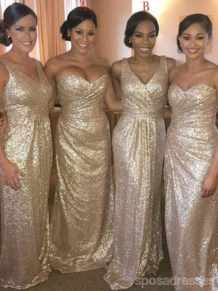  Rose  Gold  Sparkly  Mismatched Sequin  Long Bridesmaid  