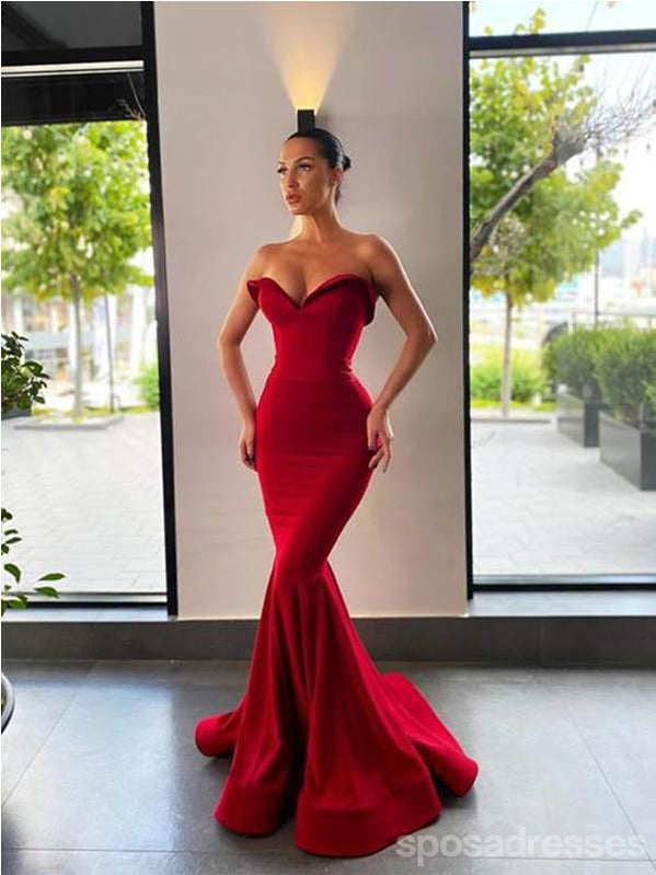 Sexy Mermaid Red Sweetheart V-neck Cheap Long Prom Dresses Online,1271 ...