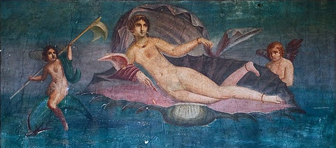 Wall painting of Aphrodite rising from the froth of the sea-Pompei