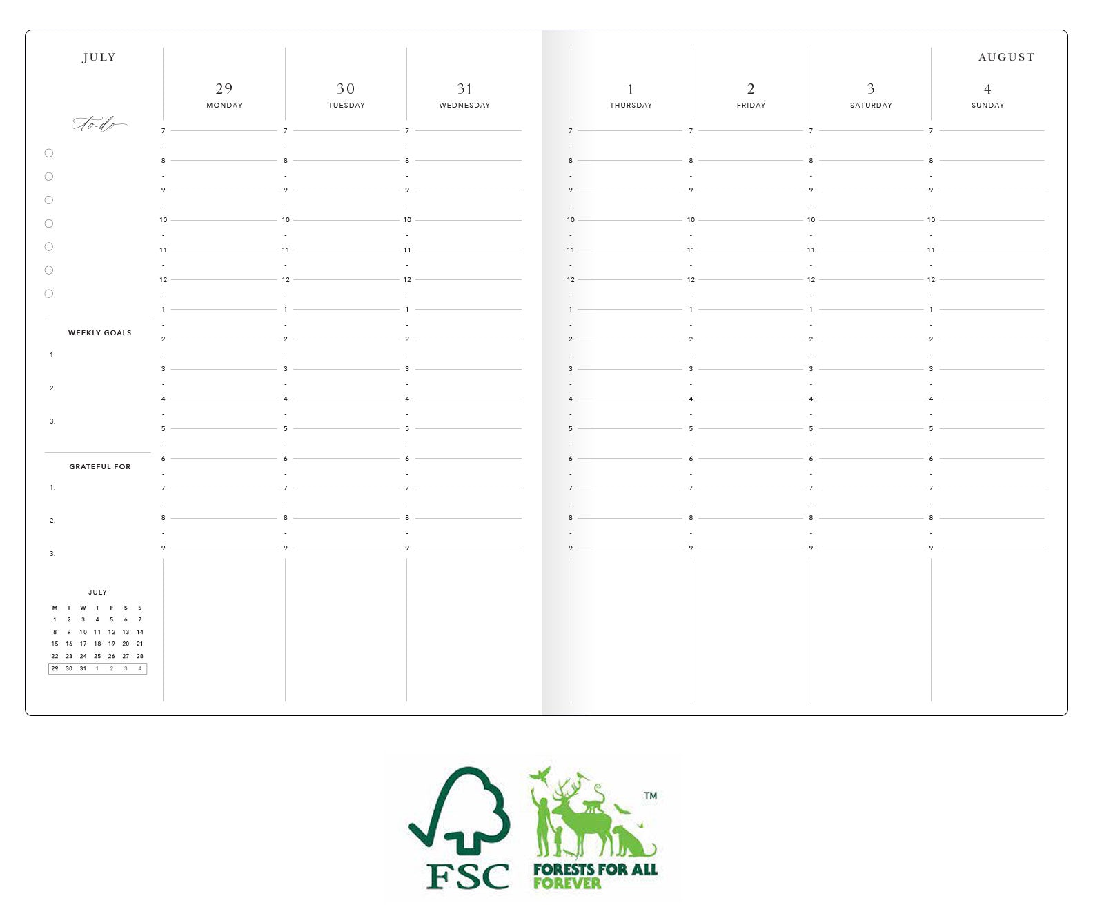 weekly 2024 planner equal days