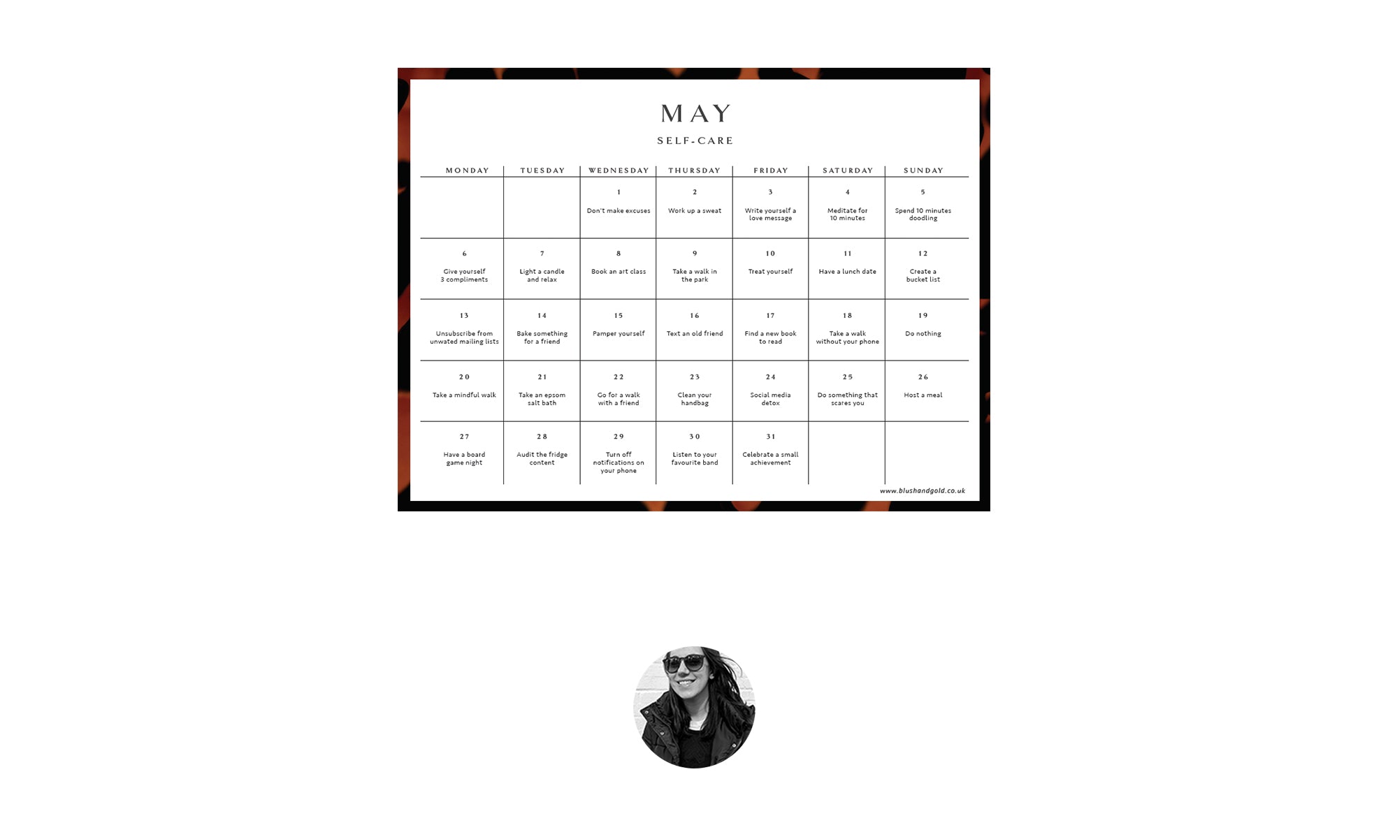 may self care calendar