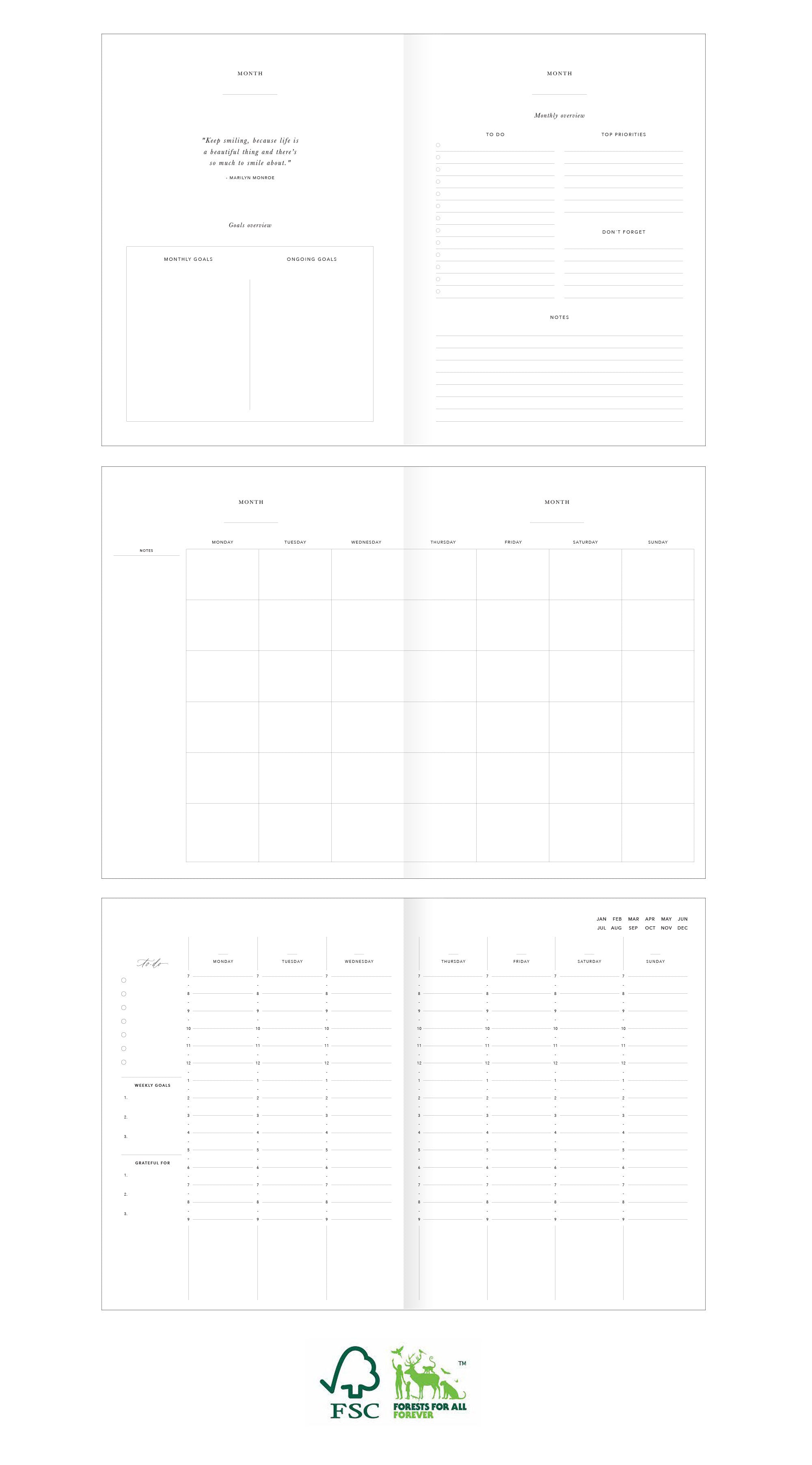 undated planner preview