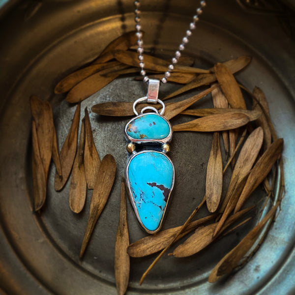 Double Turquoise Pendant Sterling Silver – MANARI.eu