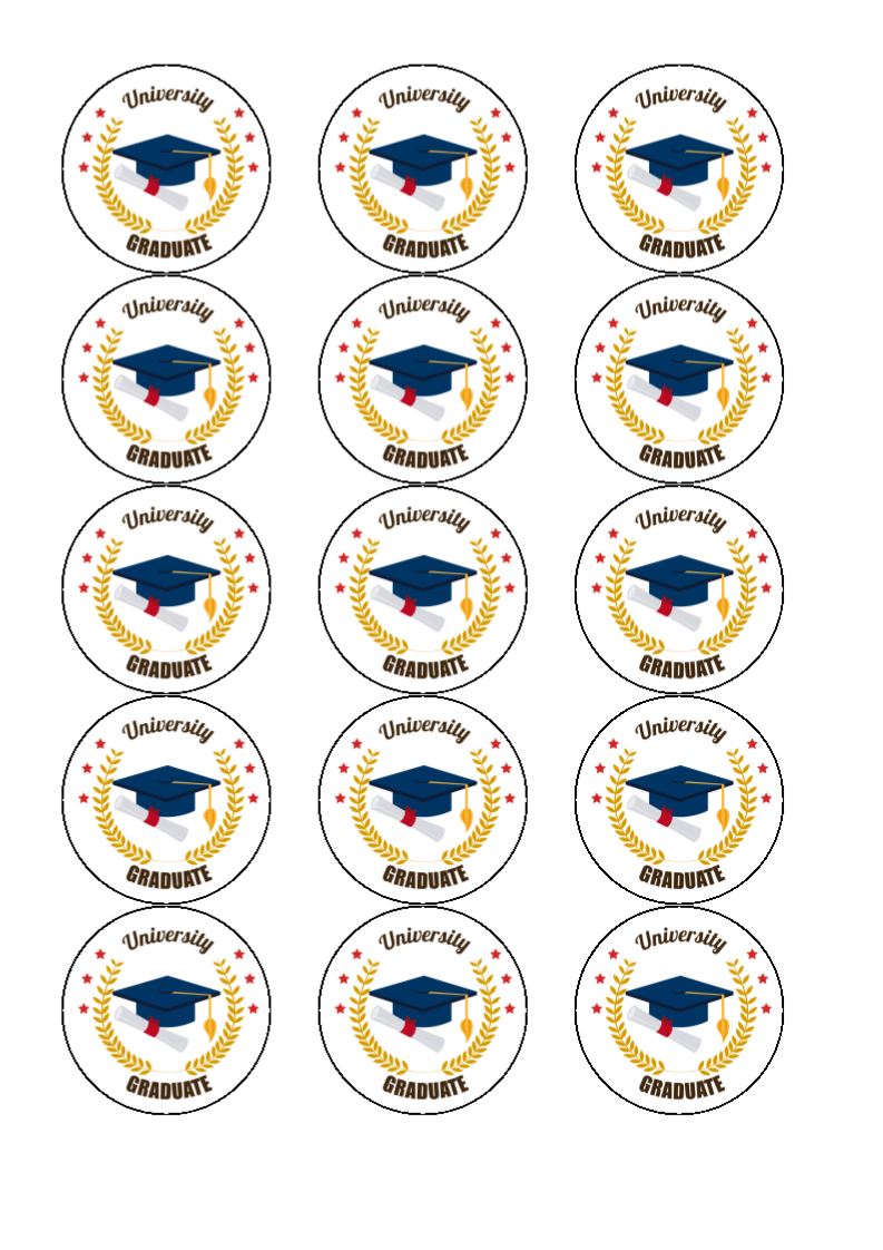 University Graduate - Edible Cake & Cupcake Toppers - Incredible Toppers