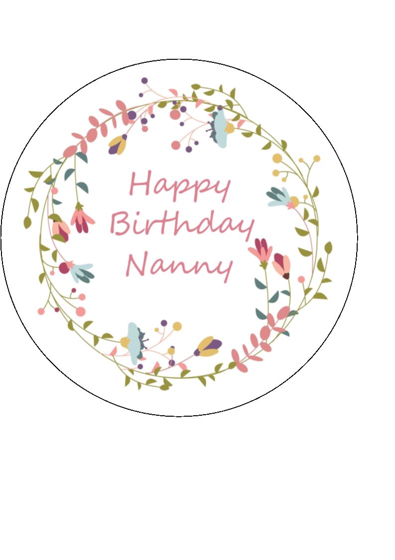 Happy Birthday Nanny - Edible cake/cupcake toppers - Incredible Toppers