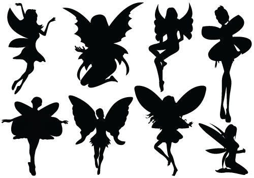 Download Fairies - Black Silhouette A4 Edible Fondant Icing Sheets ...