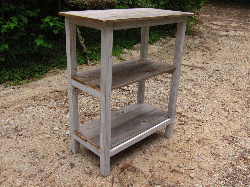 Farmhouse Bookshelf Display Table Hall Table Distressed White