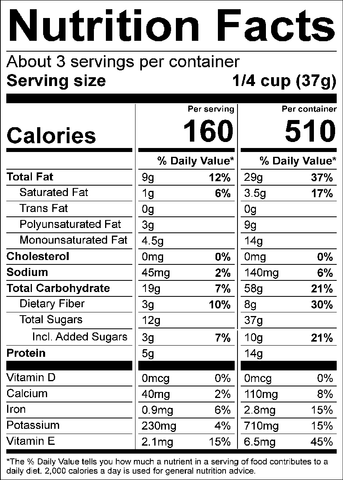 Grandy Organics - Antioxidant Trail Mix - Nutrition Facts