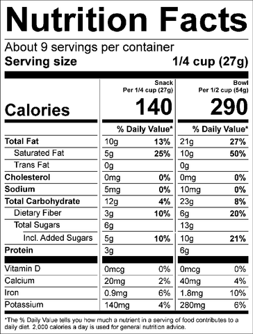 Cranberry Orange Coconola Granola - Nutrition Facts