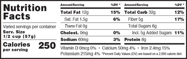 Honey Nut Granola (Gluten Free) Nutrition Facts