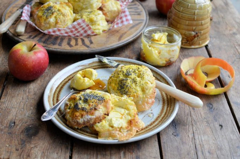 Camembert and Apple Scones with Honey Butter 