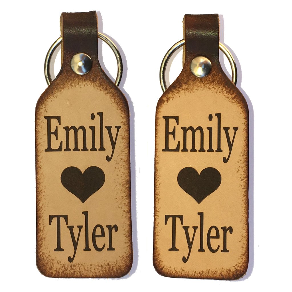 Heart with Names Leather Keychains with Free Customization (Pair)