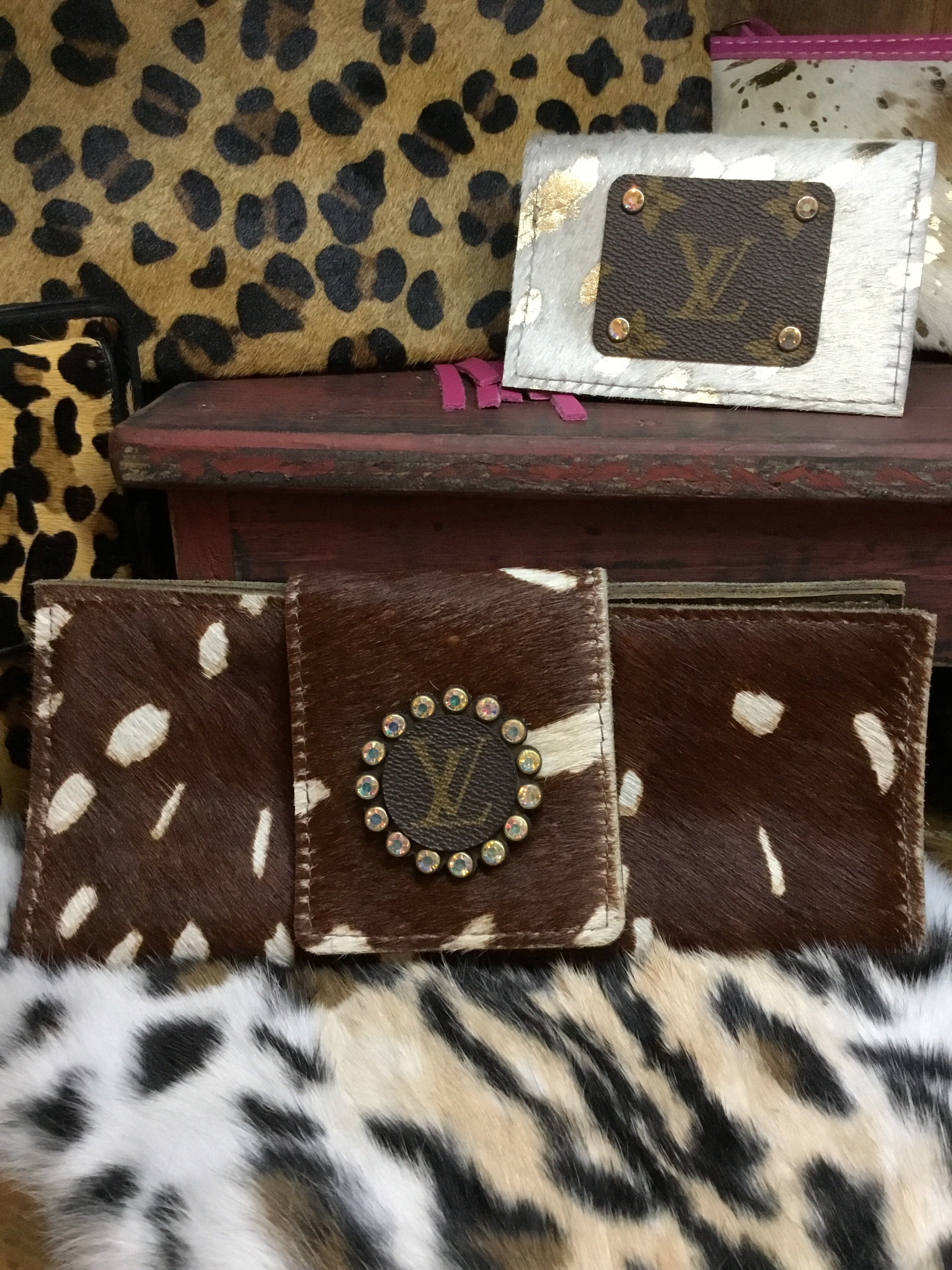 Up-Cycled Louis Vuitton Cowhide Leather Wristlet Norma