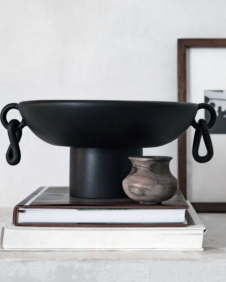Black Alamo Resin Pedestal Bowl