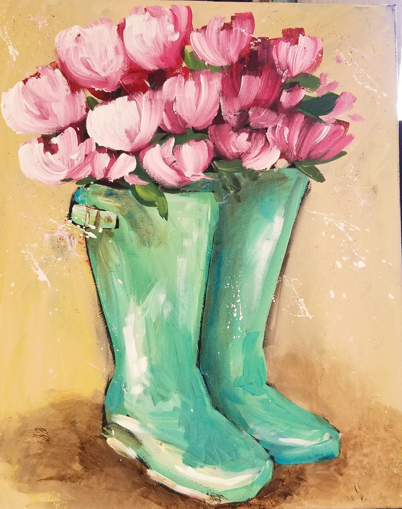 boots with flowers