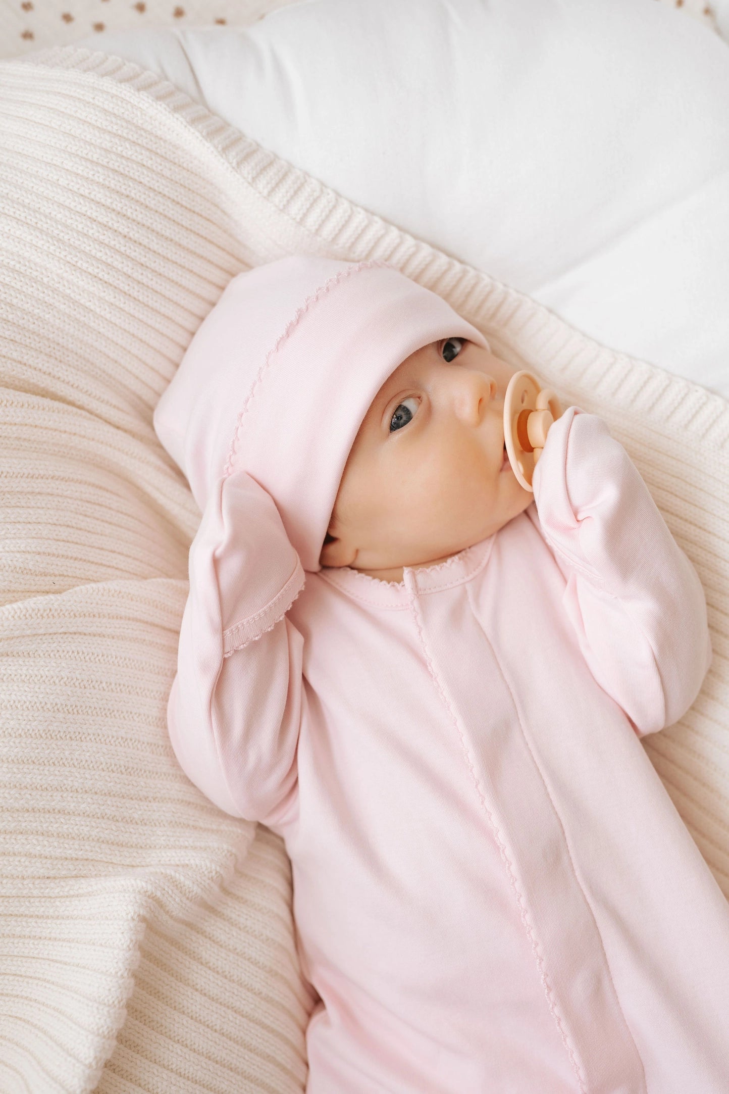 Stroller Society- Premium Pima Cotton Baby Footie Sleeper - Baby Pink