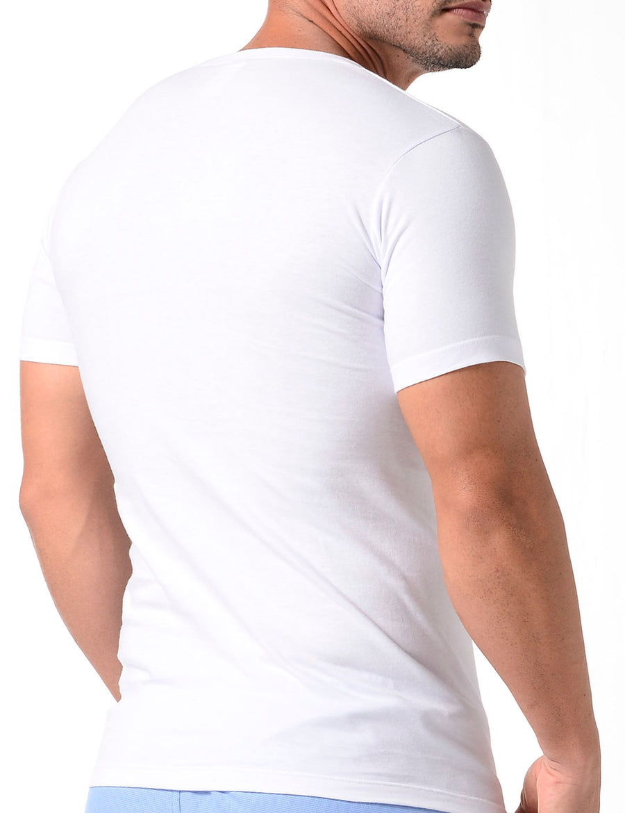 Camiseta cuello V unicolor de algodón peinado premium (4901) – Diane &  Geordi Colombia