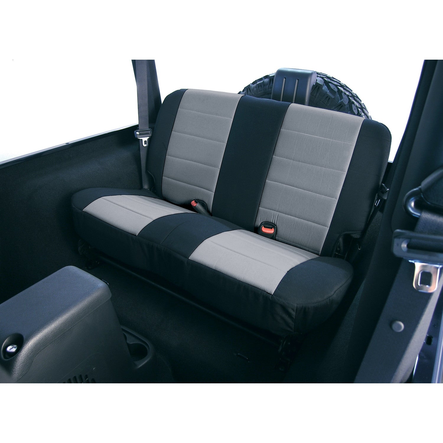 Neoprene Rear Seat Covers, Gray And Black, 1997-2002 Wrangler TJ   – Jeep World