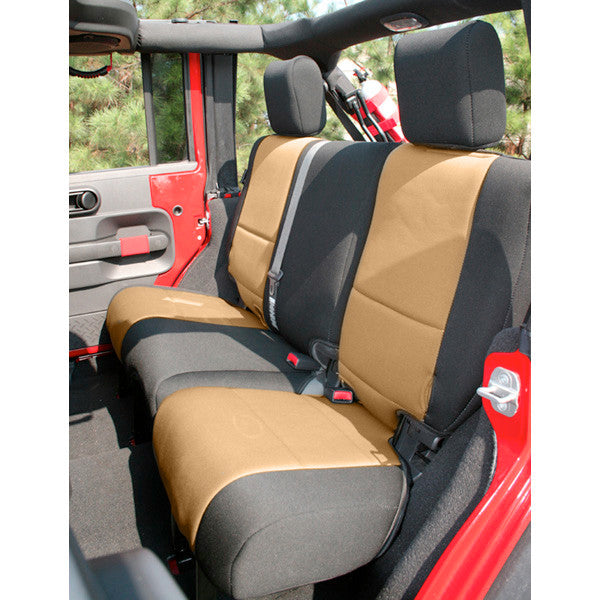 Neoprene Rear Seat Cover, Black And Tan, Jeep Wrangler 4 Door  –  Jeep World