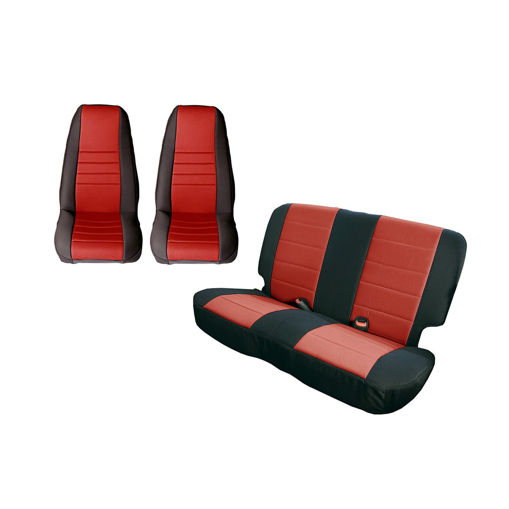 Seat Cover Kit, Black/Red by Rugged Ridge ('80-'90 CJ/Wrangler YJ) – Jeep  World