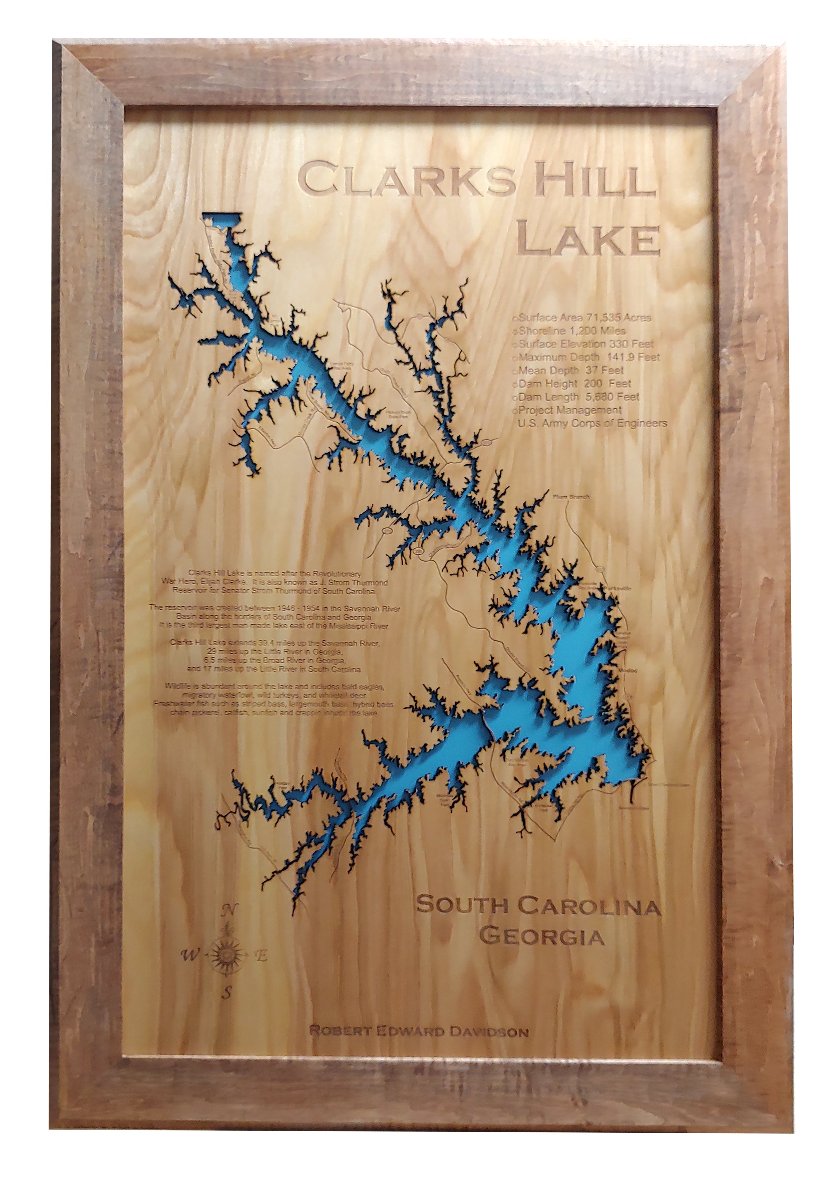 Clarks Hill and South - Laser Cut Map