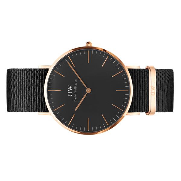 DW00100148 Wellington Classic Cornwall Black 40mm Rose Gold – and Stripes
