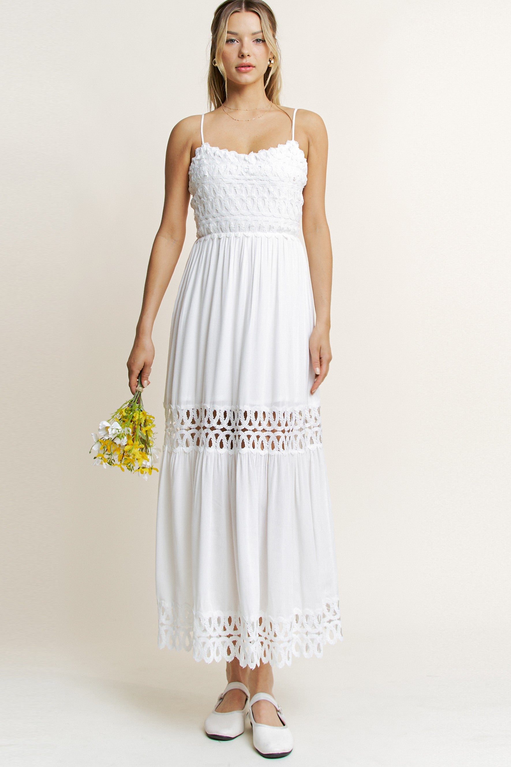 Lace Trim Midi Dress