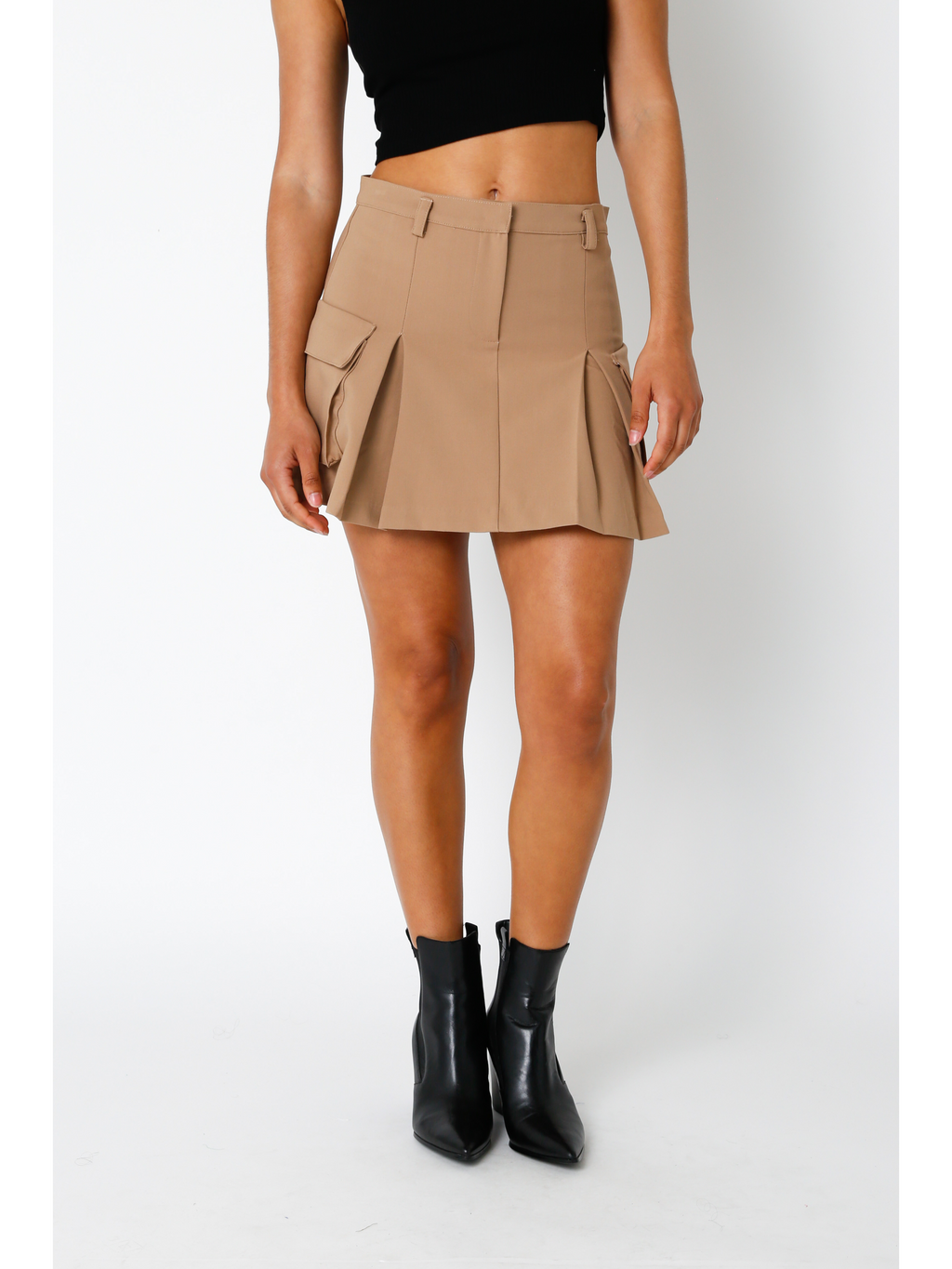 Double Belt Pleated Mini Skirt – TFI